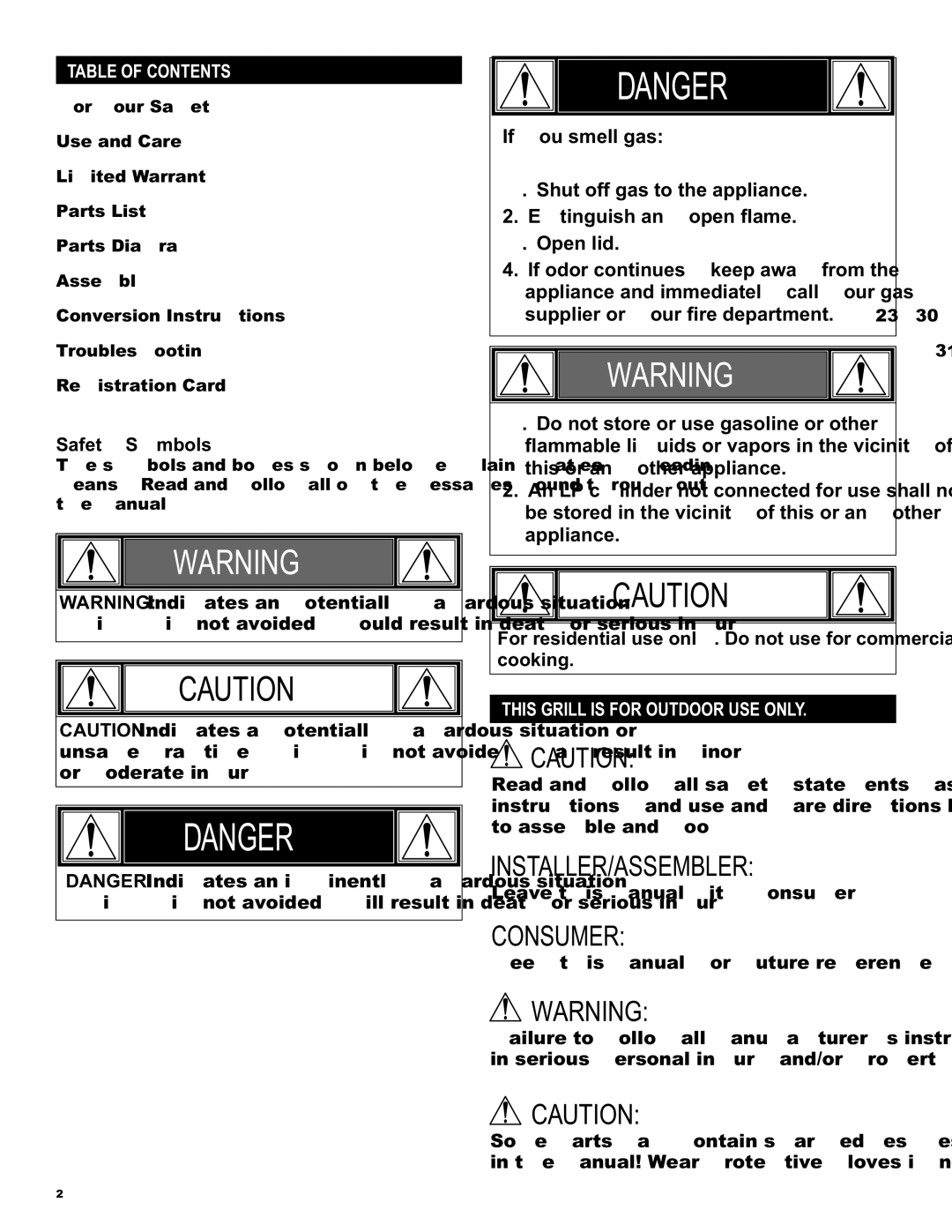 Char-Broil 466250511 manual Installer/Assembler 