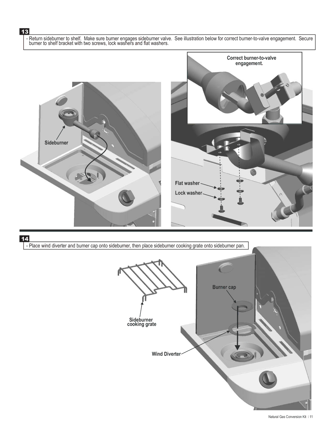 Char-Broil 4984619 manual Burner cap Sideburner cooking grate Wind Diverter 