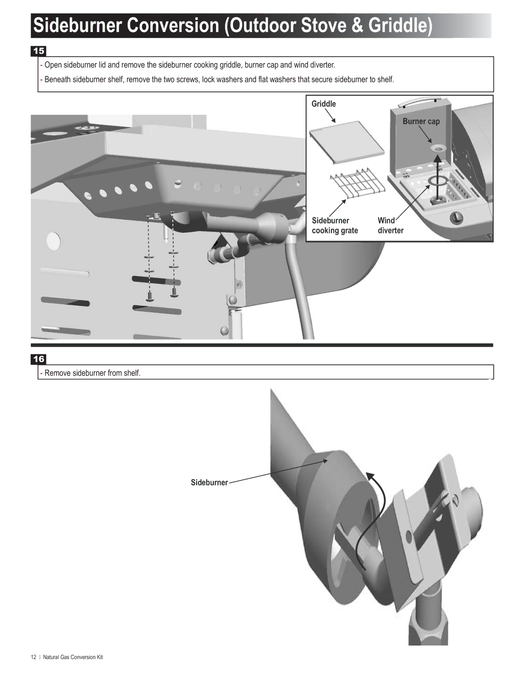 Char-Broil 4984619 manual Sideburner Conversion Outdoor Stove & Griddle 