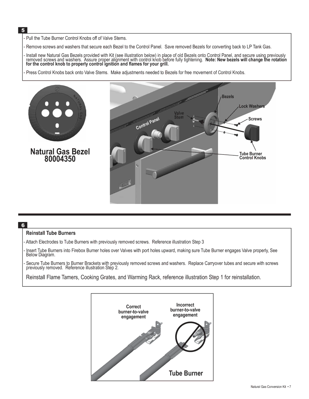 Char-Broil 4984619 manual Natural Gas Bezel 80004350 