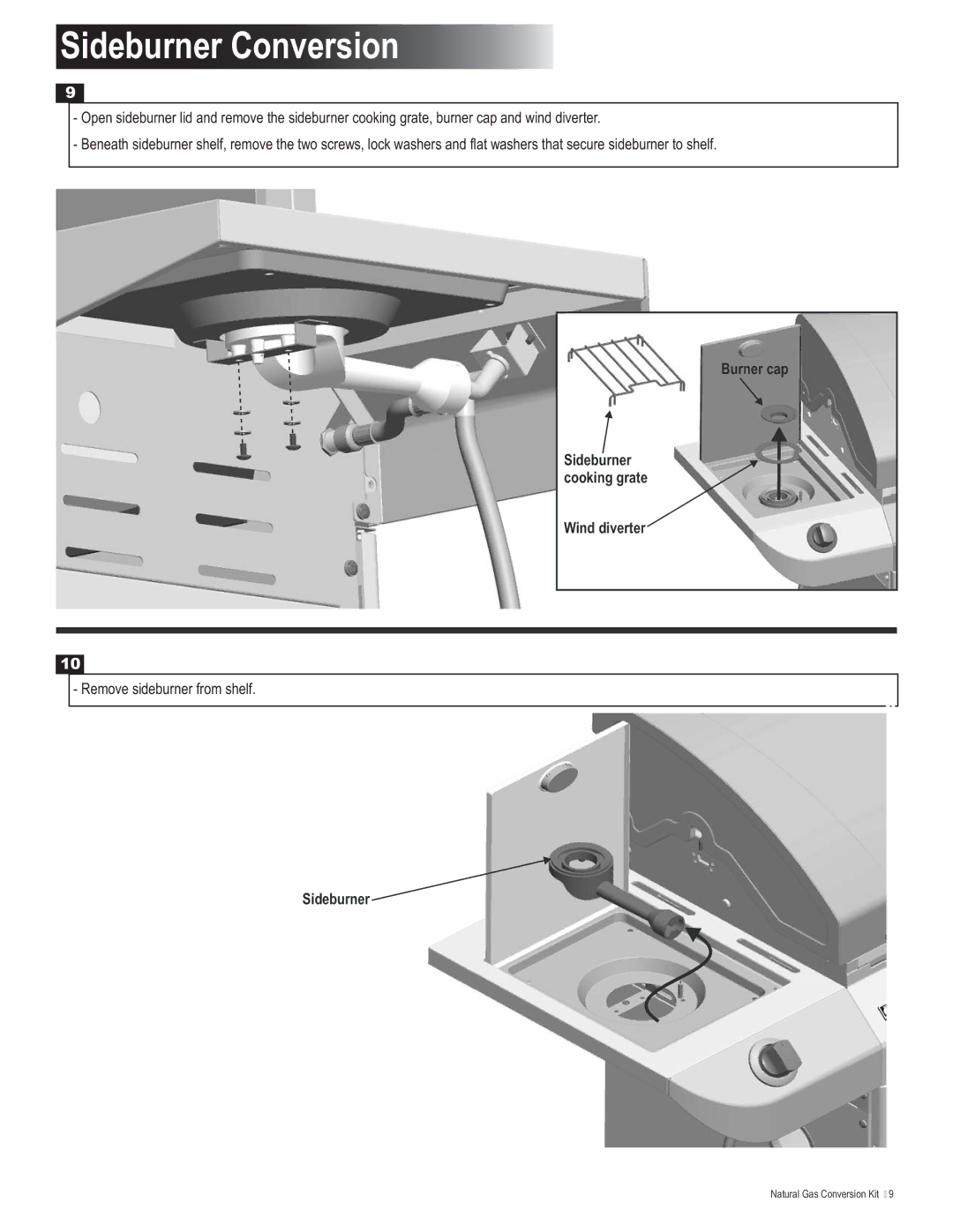 Char-Broil 4984619 manual Sideburner Conversion 