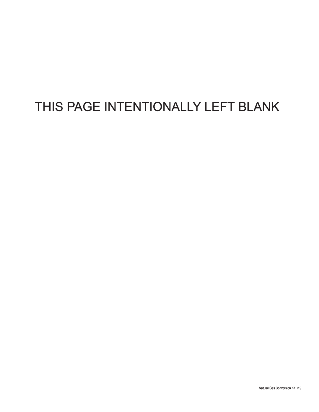 Char-Broil 4984619 manual This Page Intentionally Left Blank, Natural Gas Conversion Kit 