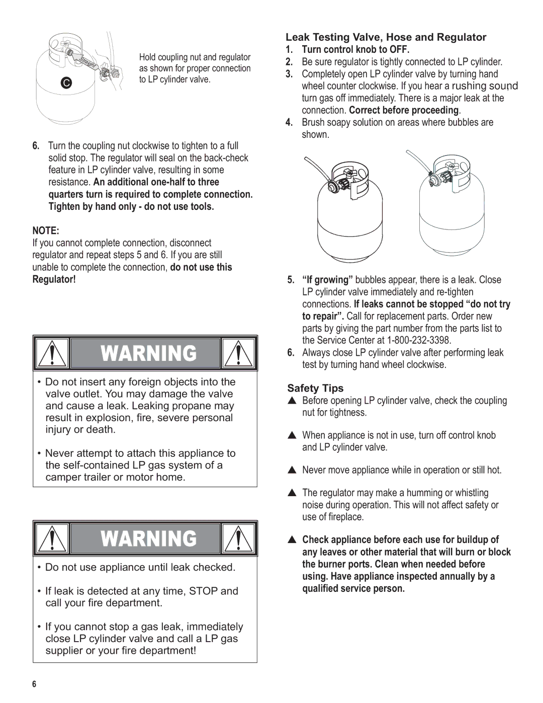 Char-Broil 5101194 manual Regulator, Safety Tips 