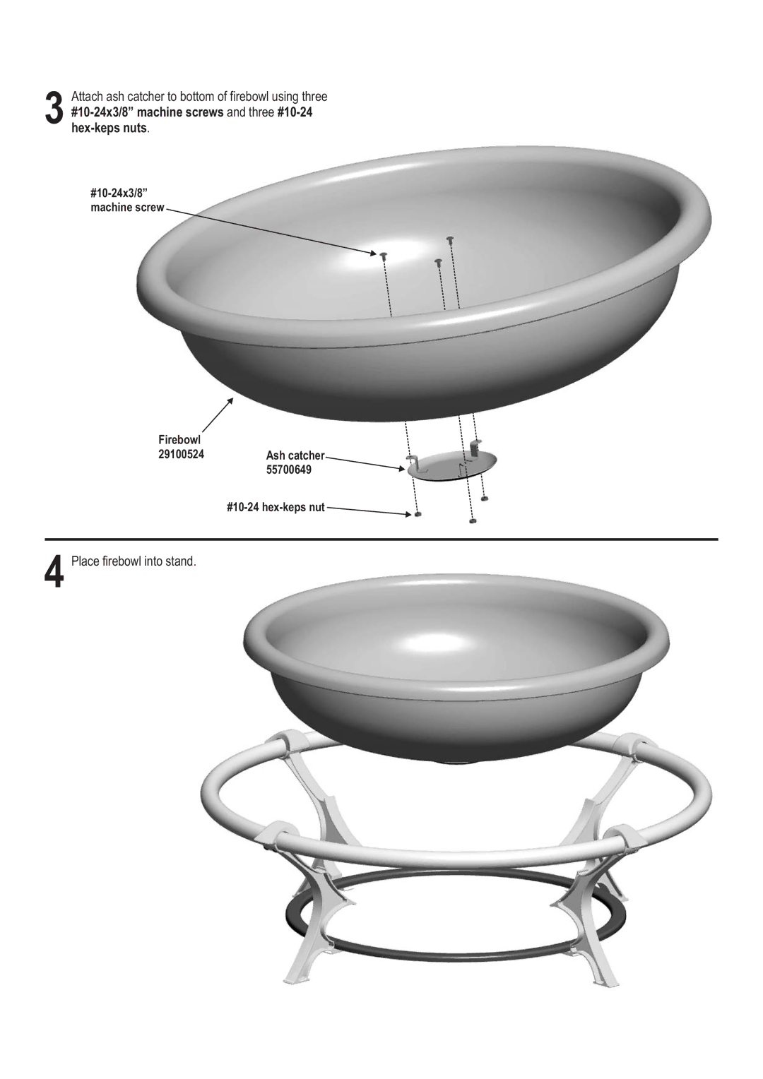 Char-Broil 6501121 manual Place firebowl into stand 