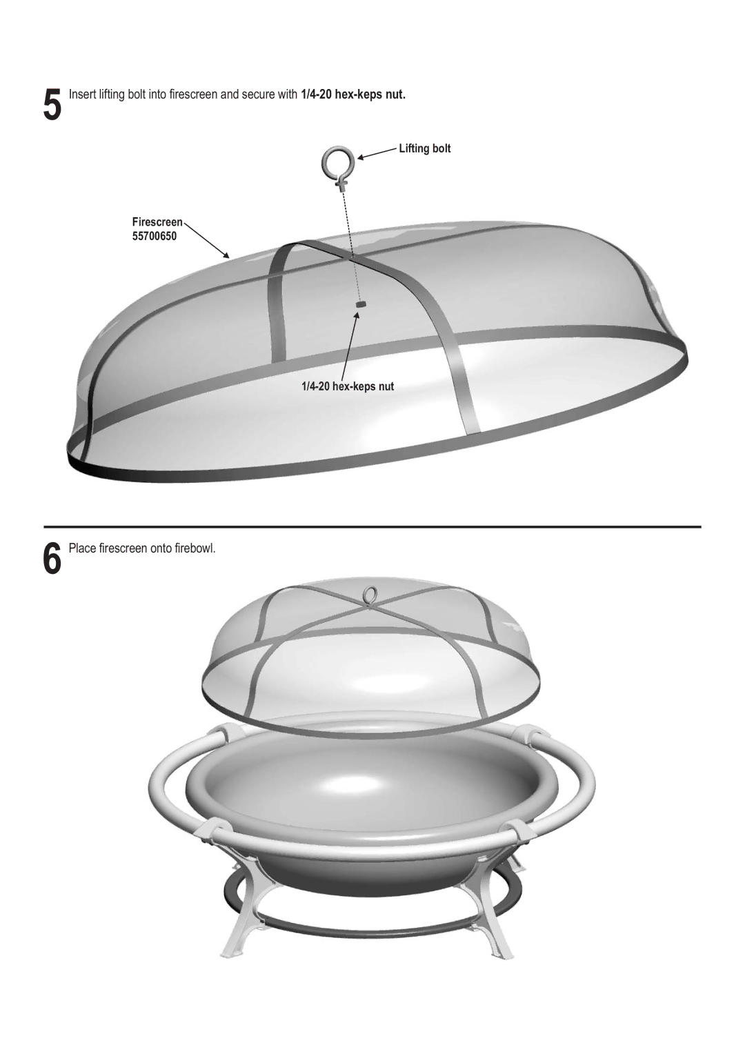 Char-Broil 6501121 manual Place firescreen onto firebowl 