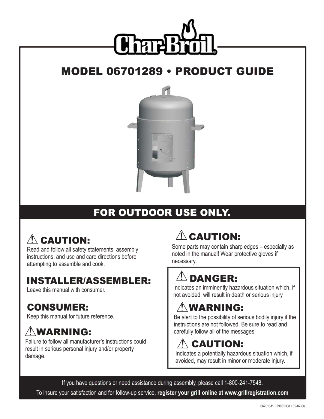 Char-Broil manual Model 06701289 Product Guide 