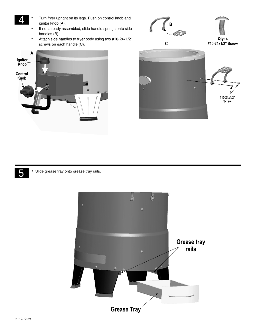 Char-Broil 7101366 manual Grease tray Rails Grease Tray 