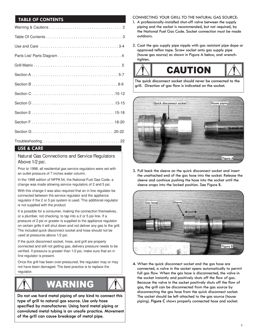 Char-Broil 7116572 manual Table of Contents 