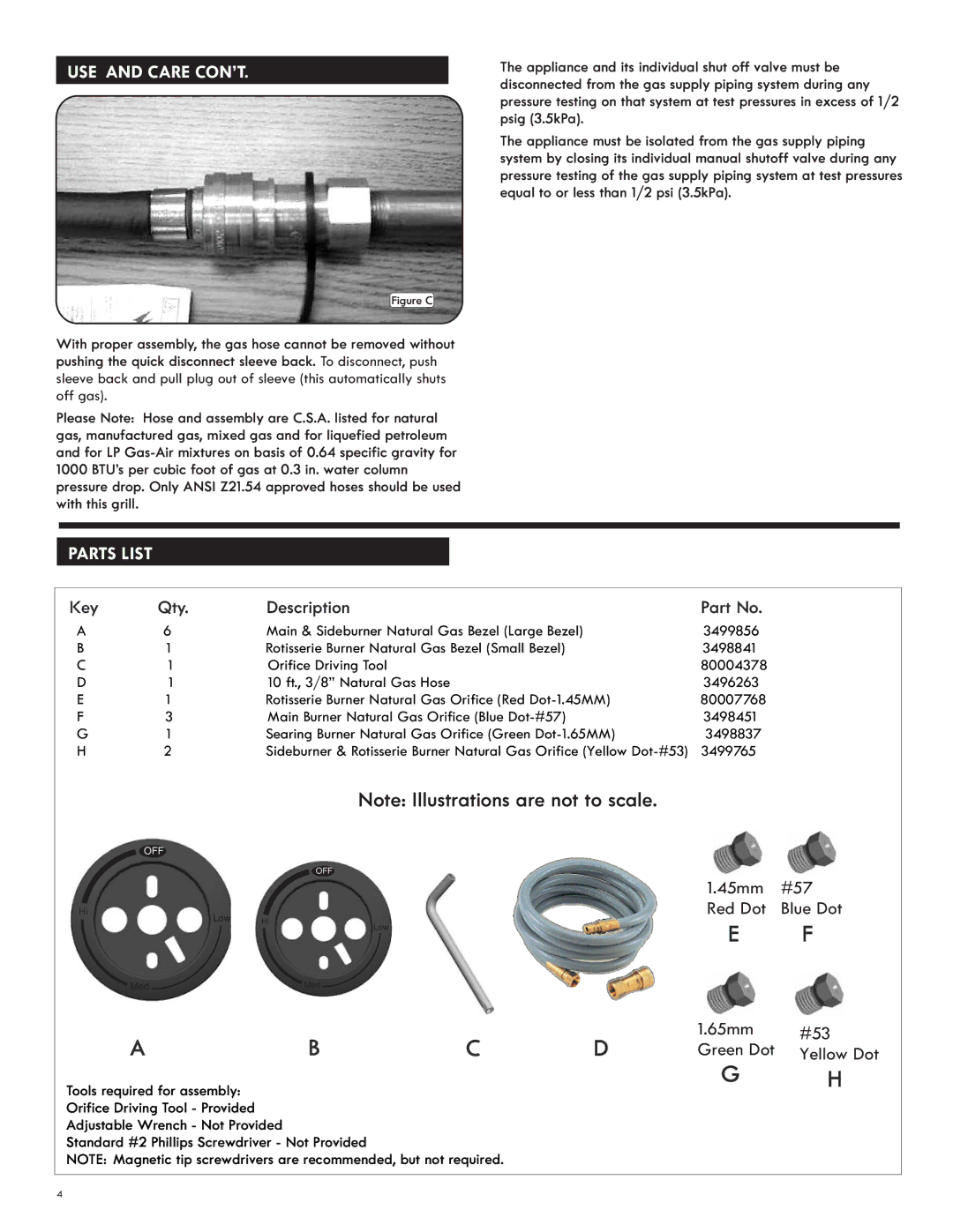 Char-Broil 7116572 manual USE and Care CON’T 