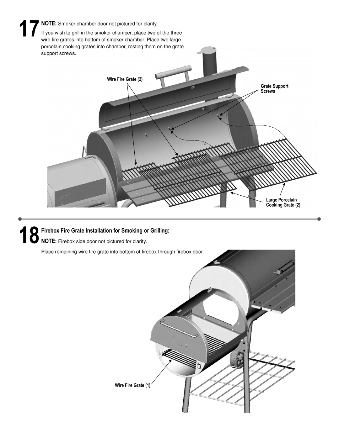 Char-Broil 7201560 owner manual Grate Support Screws Large Porcelain Cooking Grate 