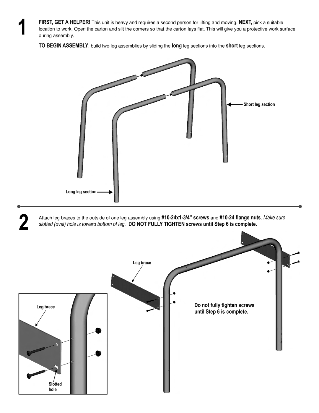 Char-Broil 7201560 owner manual Do not fully tighten screws until is complete 