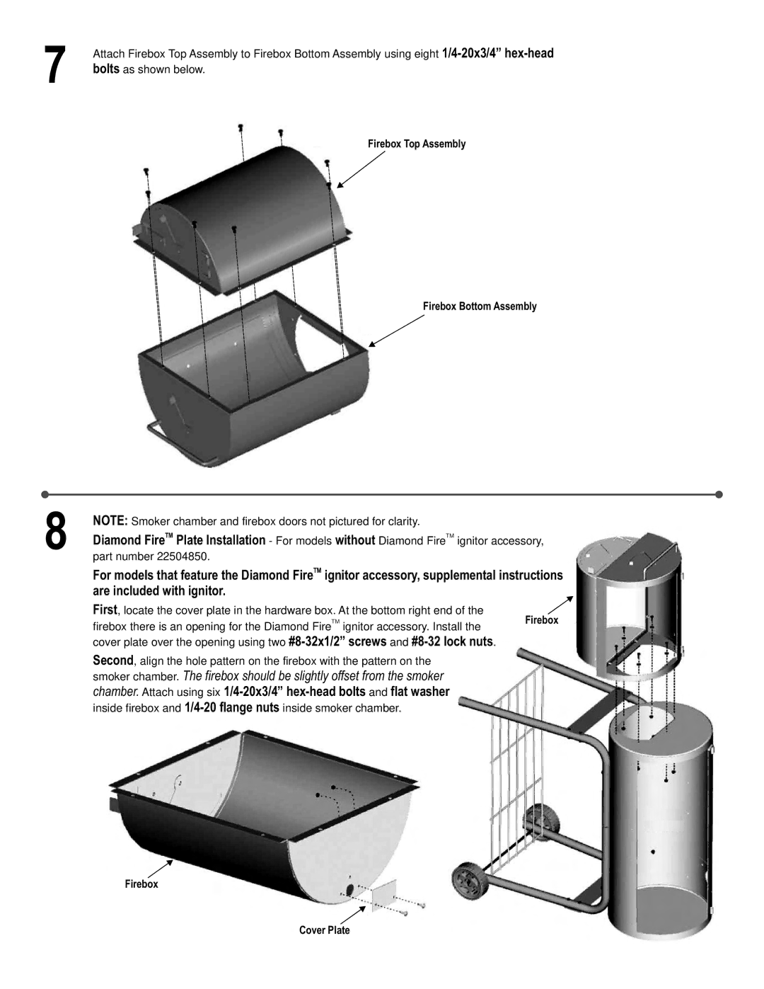 Char-Broil 7201560 owner manual Bolts as shown below, Are included with ignitor 