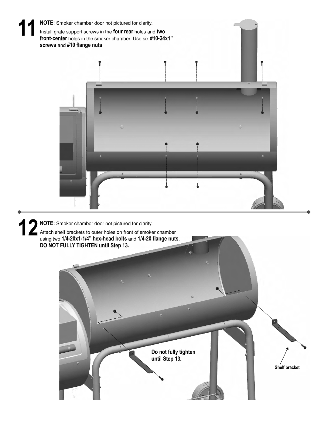 Char-Broil 7201560 owner manual Do not fully tighten until Step 