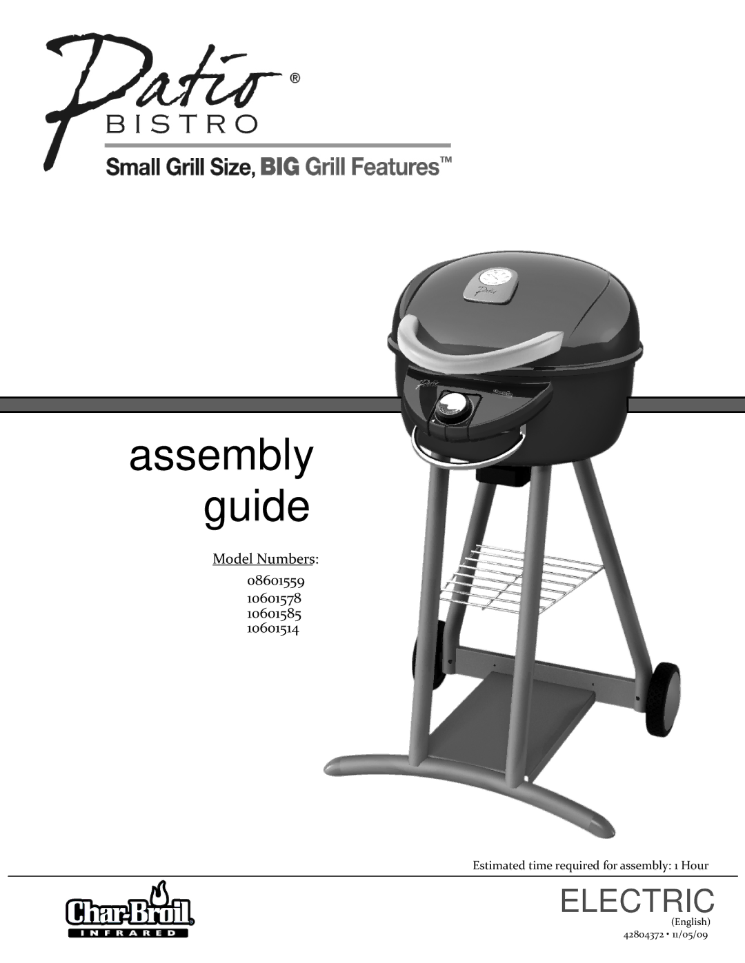 Char-Broil manual Assembly Guide, Model Numbers 08601559 10601578 10601585 10601514 