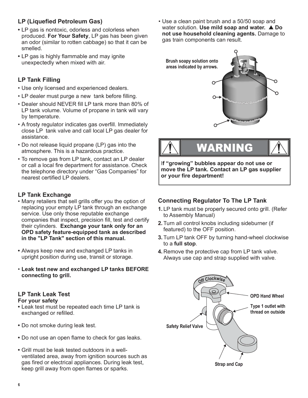 Char-Broil LP Gas Grill manual LP Liquefied Petroleum Gas, LP Tank Filling, LP Tank Exchange, LP Tank Leak Test 