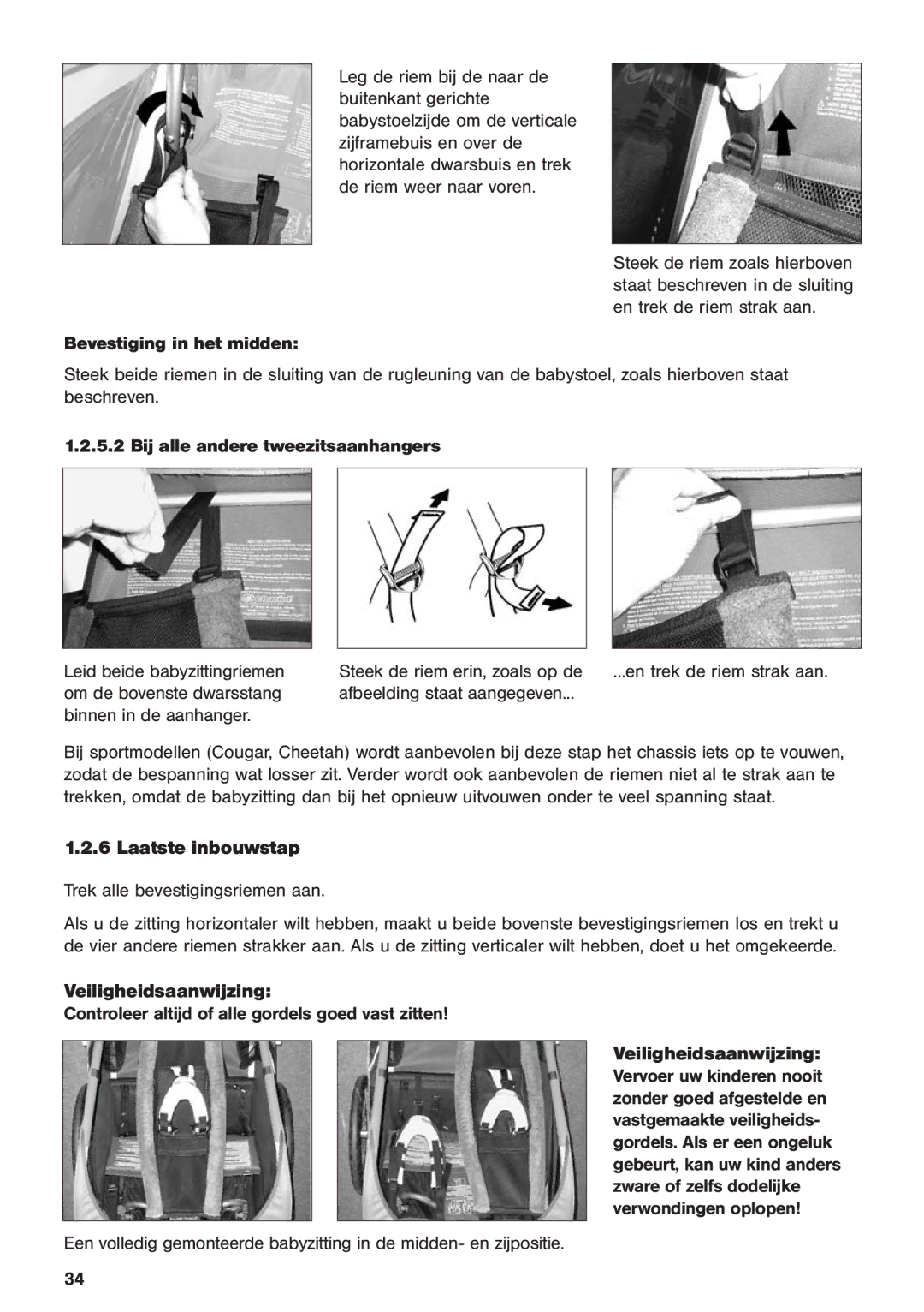 Chariot Carriers 2003 manual Bij alle andere tweezitsaanhangers, Laatste inbouwstap 