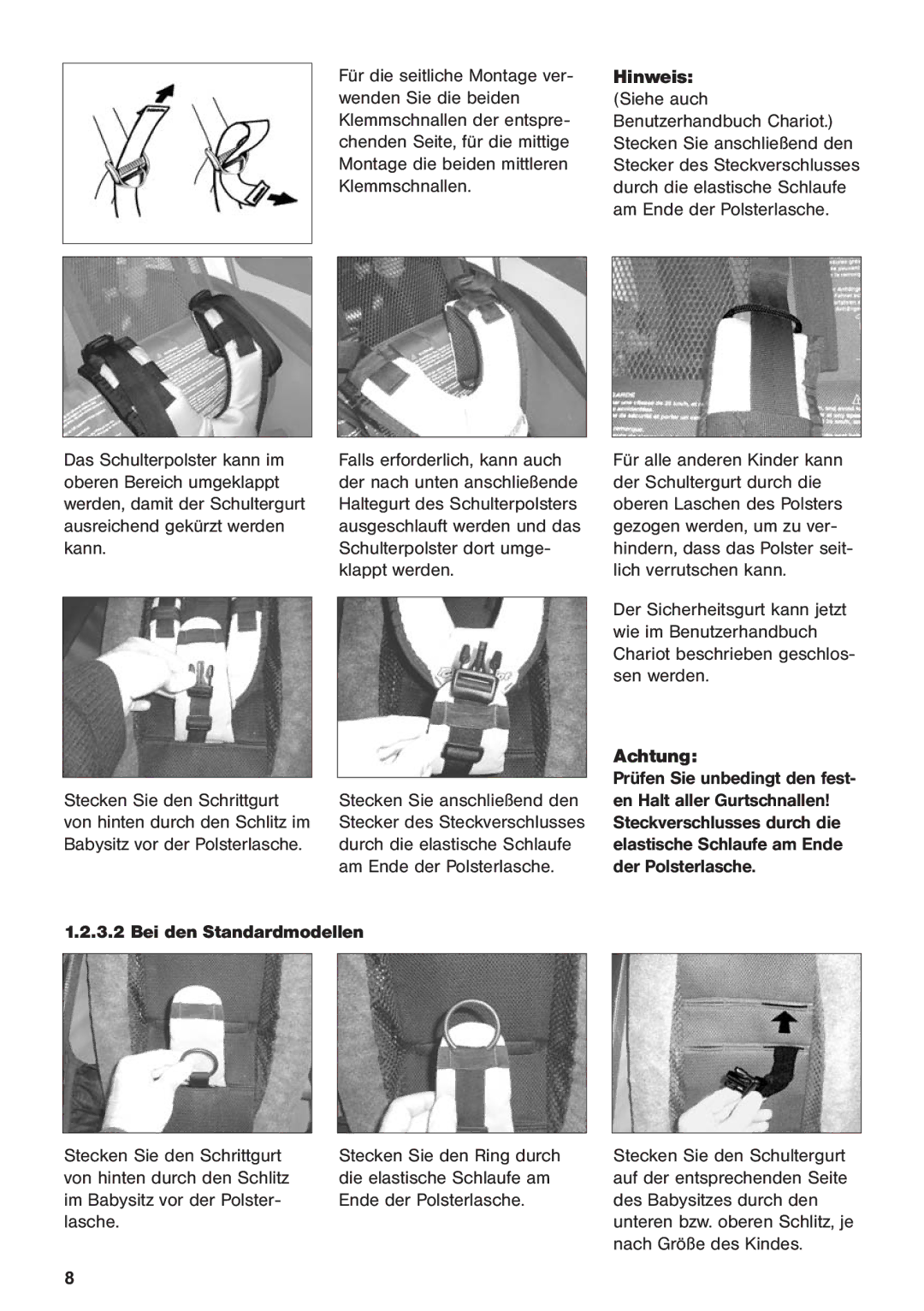 Chariot Carriers 2003 manual Hinweis, Achtung 