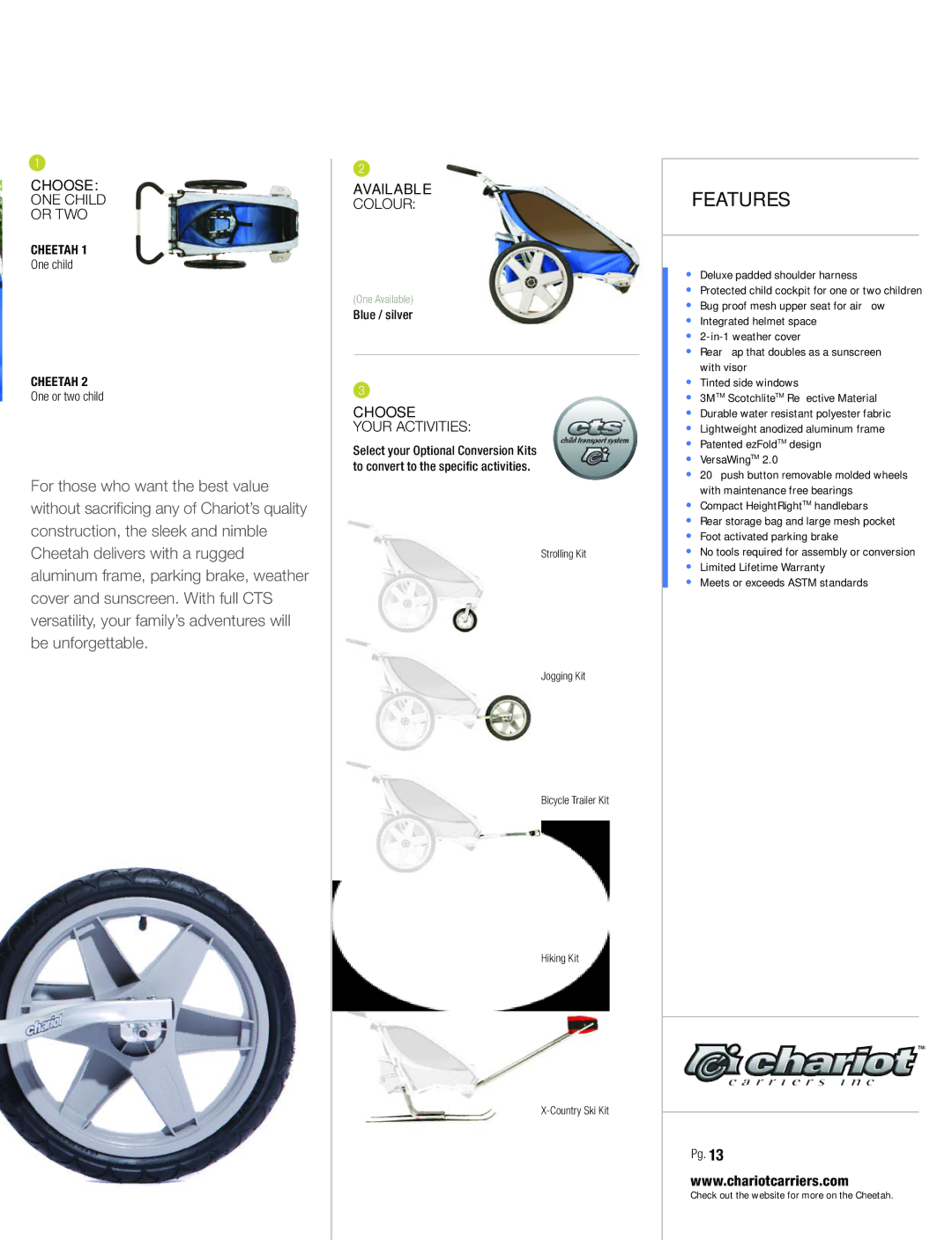 Chariot Carriers 2008 manual Features 