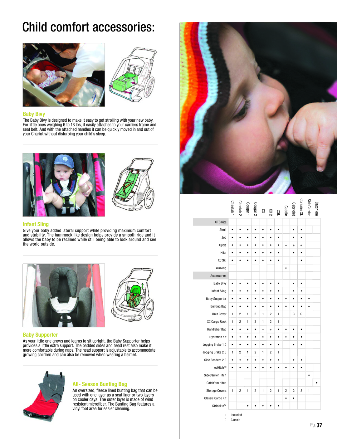 Chariot Carriers 2008 manual Child comfort accessories 