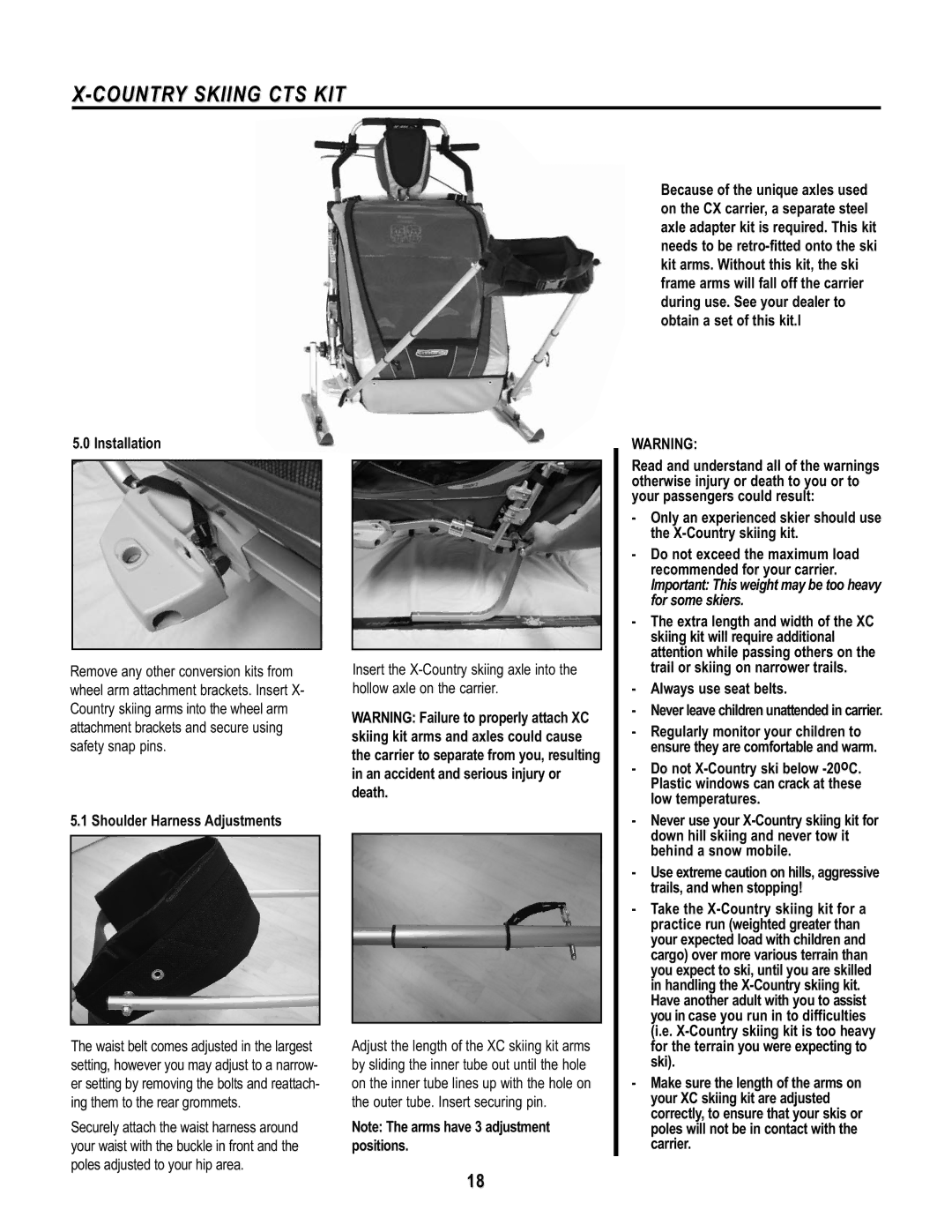 Chariot Carriers Babya Carrier manual Country Skiing CTS KIT, Shoulder Harness Adjustments 