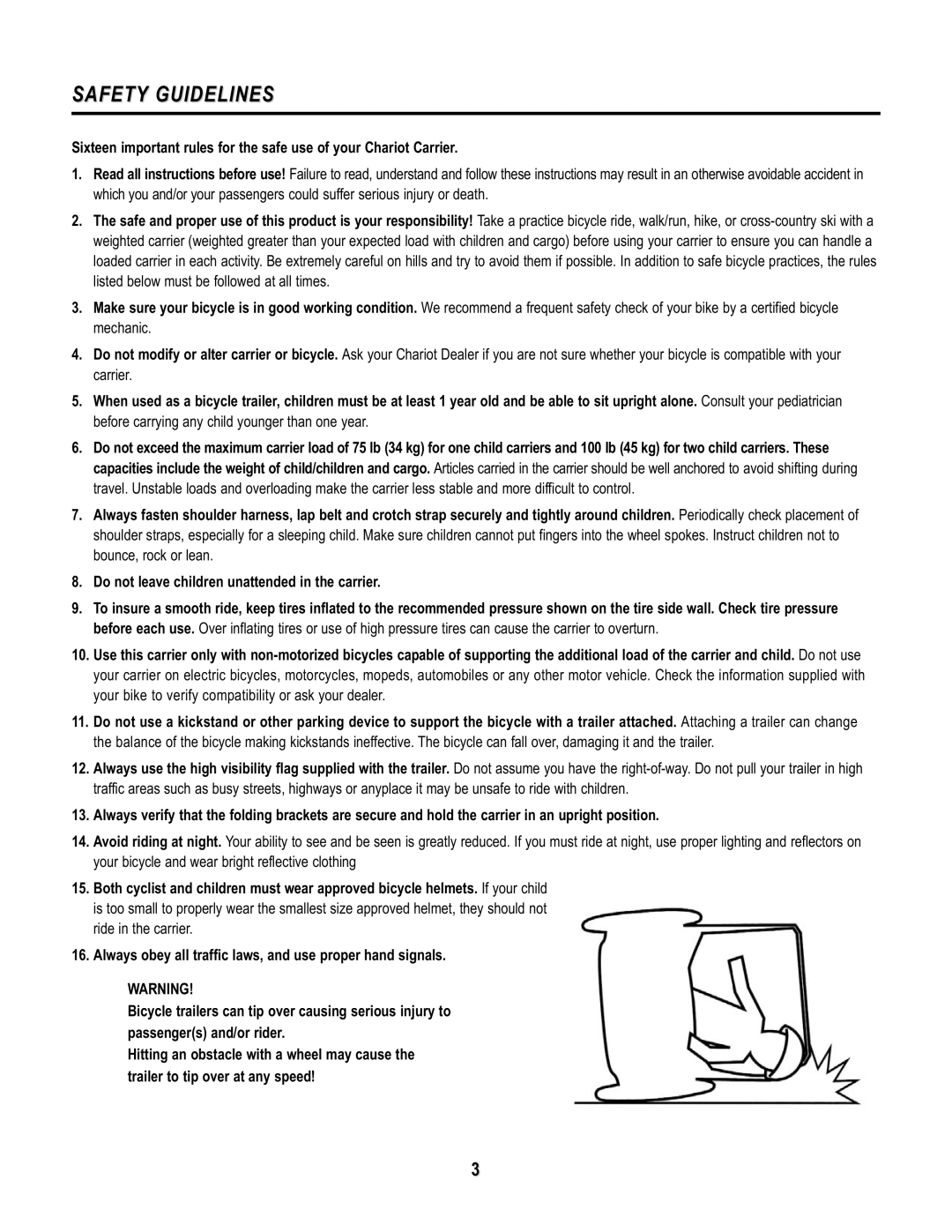 Chariot Carriers Babya Carrier manual Safety Guidelines 