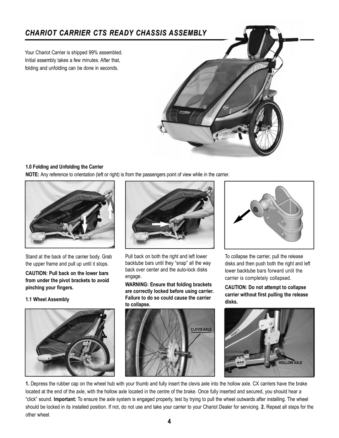 Chariot Carriers Babya Carrier manual Chariot Carrier CTS Ready Chassis Assembly, Folding and Unfolding the Carrier 