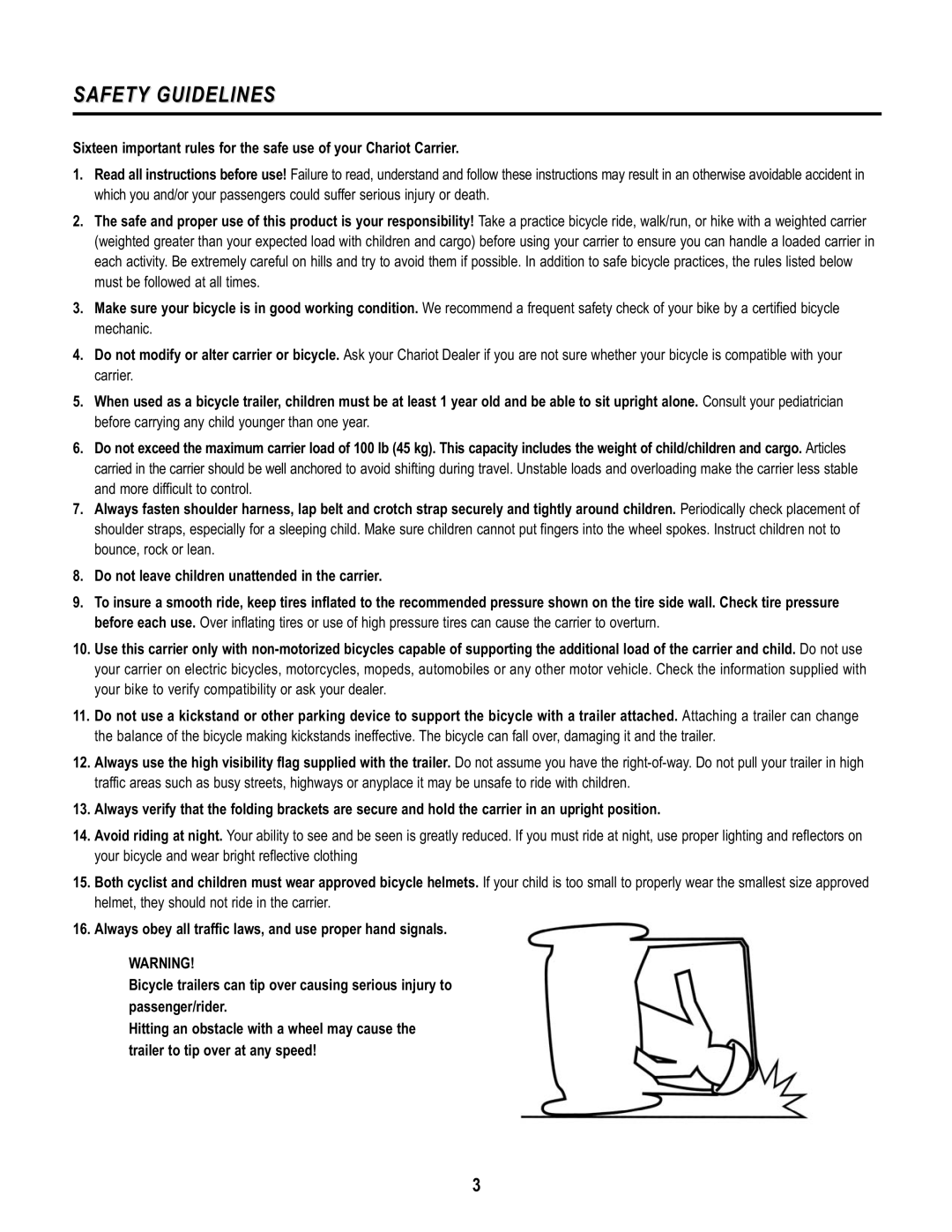 Chariot Carriers CABRIOLET CTS manual Safety Guidelines 