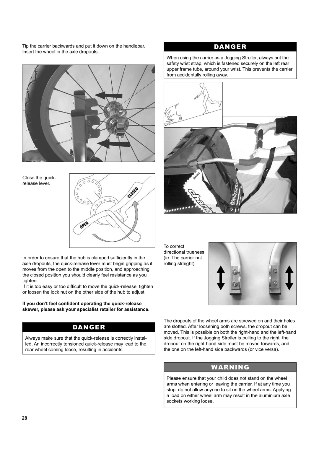 Chariot Carriers Captain XL, Corsaire XL manual Close the quick- release lever 