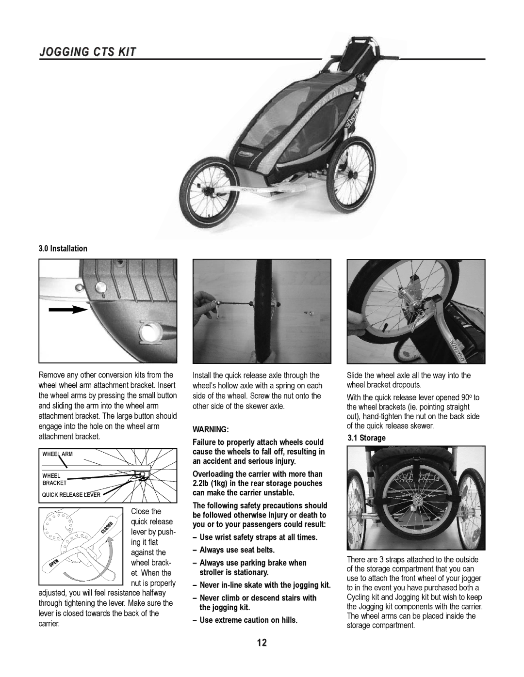 Chariot Carriers Cougar 2, Cougar 1 manual Jogging CTS KIT, Installation 