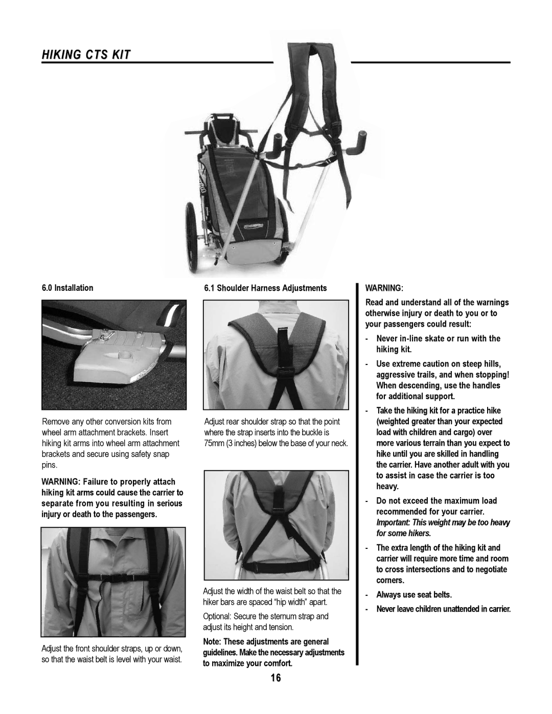 Chariot Carriers Cougar 2, Cougar 1 manual Hiking CTS KIT 