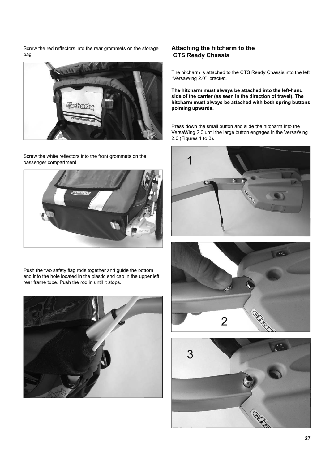 Chariot Carriers CX 2, CX 1 manual Attaching the hitcharm to CTS Ready Chassis 