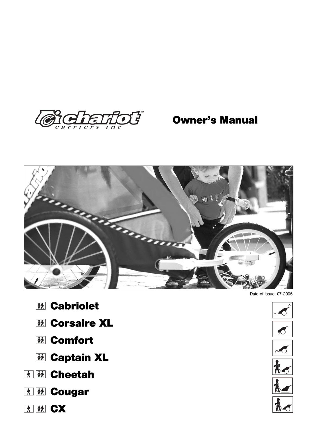 Chariot Carriers CX manual Cabriolet Corsaire XL Comfort Captain XL Cheetah Cougar 