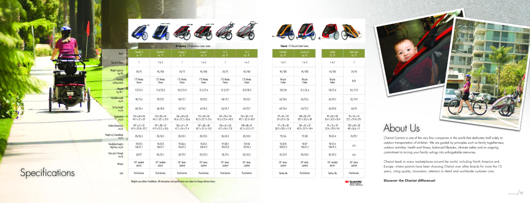 Chariot Carriers FSC manual Specifications, About Us 