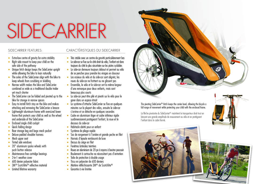 Chariot Carriers Merci manual Sidecarrier Features 