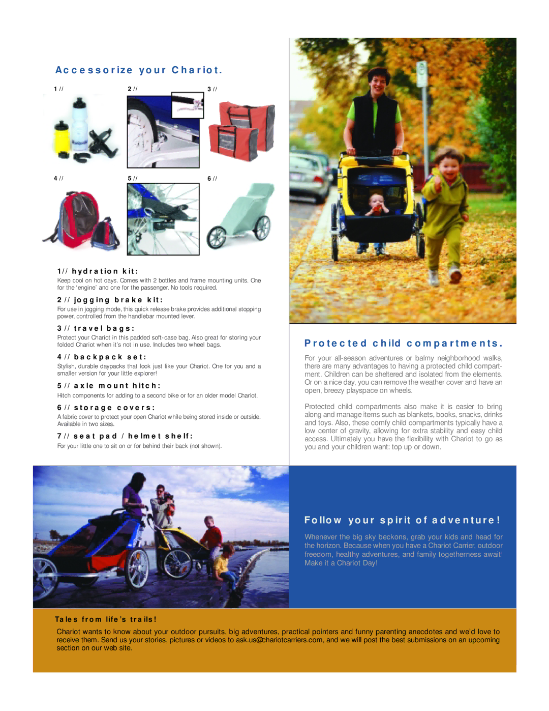 Chariot Carriers Stroller manual Accessorize your Chariot, Protected child compartments 