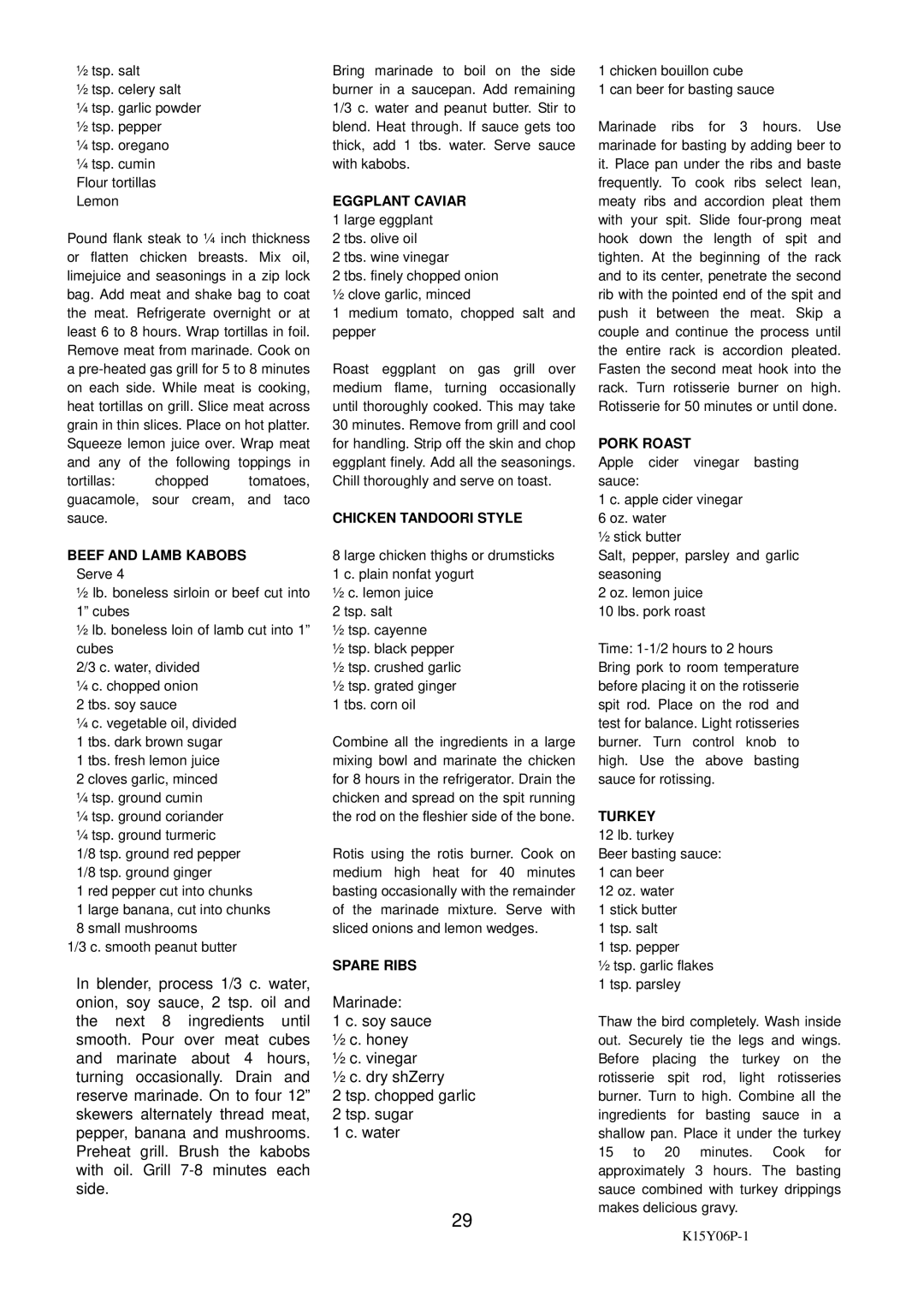 Charmglow 720-0289 manual Spare Ribs 