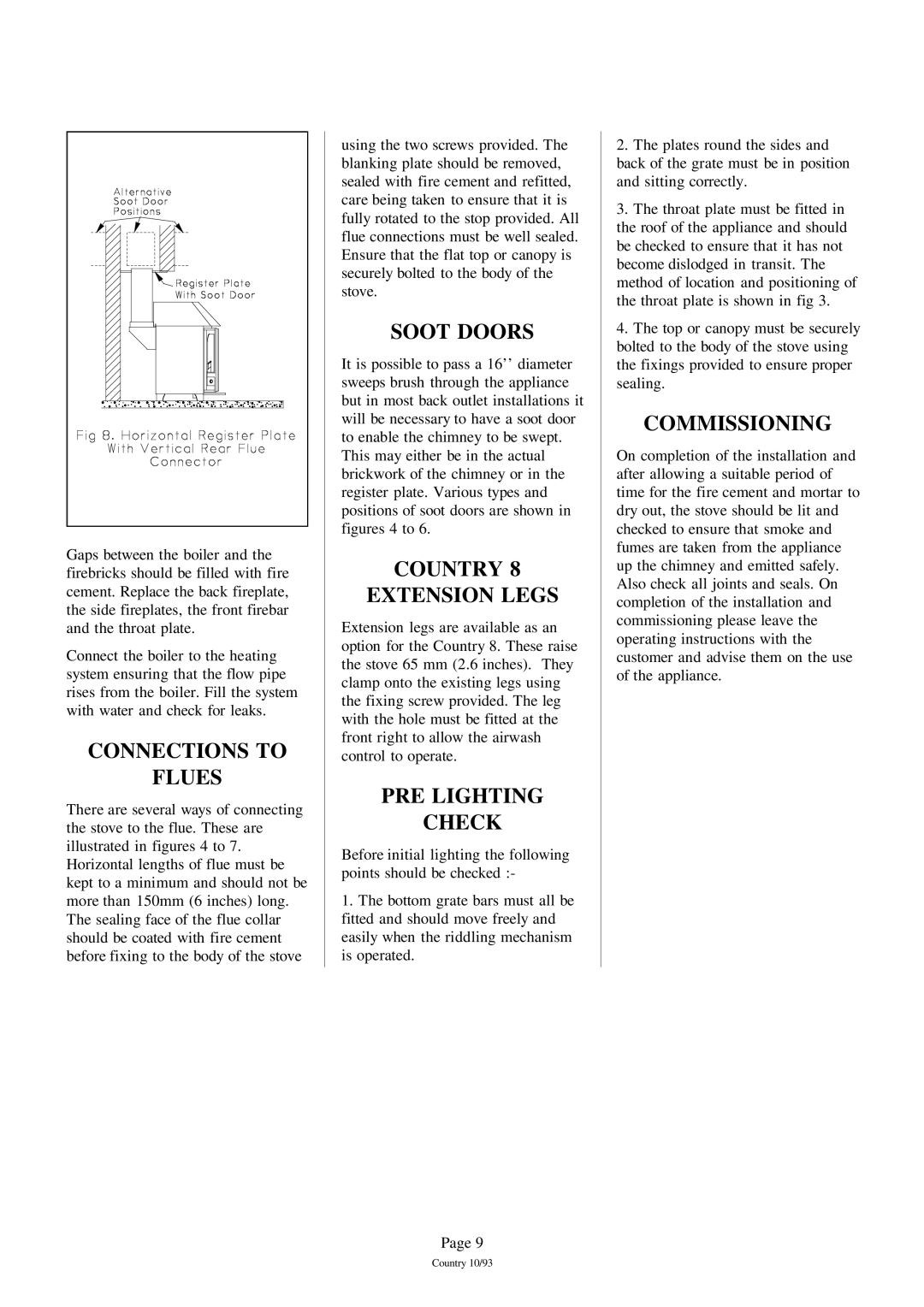 Charnwood Country 12 Connections to Flues, Soot Doors, Country Extension Legs, PRE Lighting Check, Commissioning 