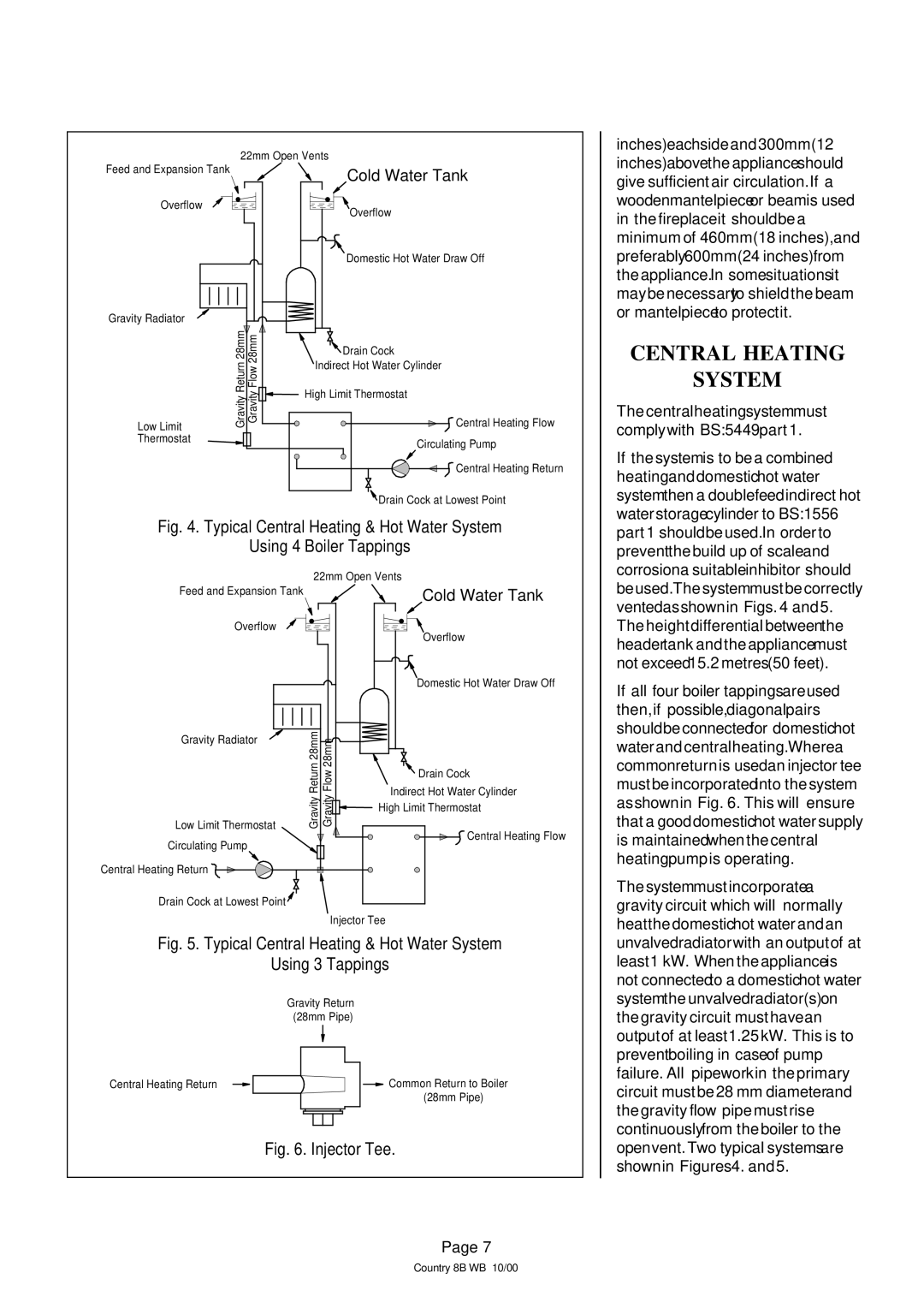 Charnwood Country 8B installation instructions Central Heating System, Cold Water Tank 