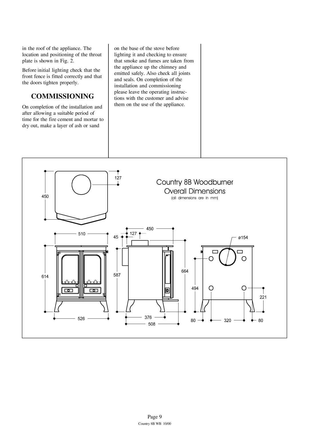 Charnwood Country 8B installation instructions Commissioning 