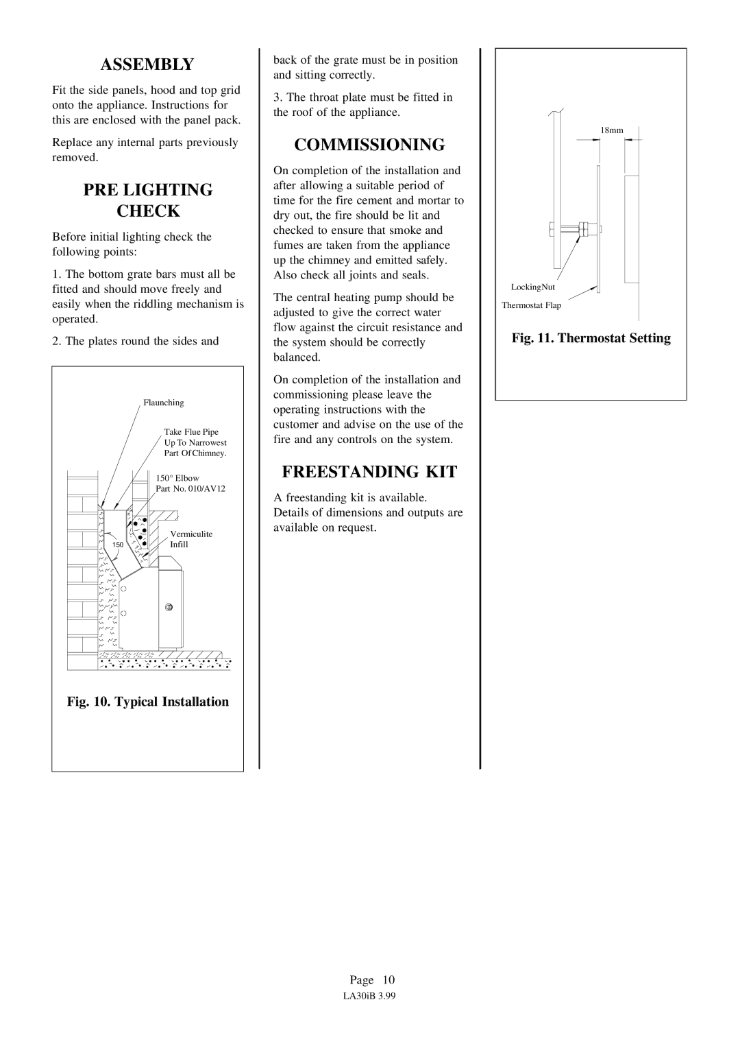 Charnwood LA30iB installation instructions Assembly, PRE Lighting Check, Commissioning, Freestanding KIT 