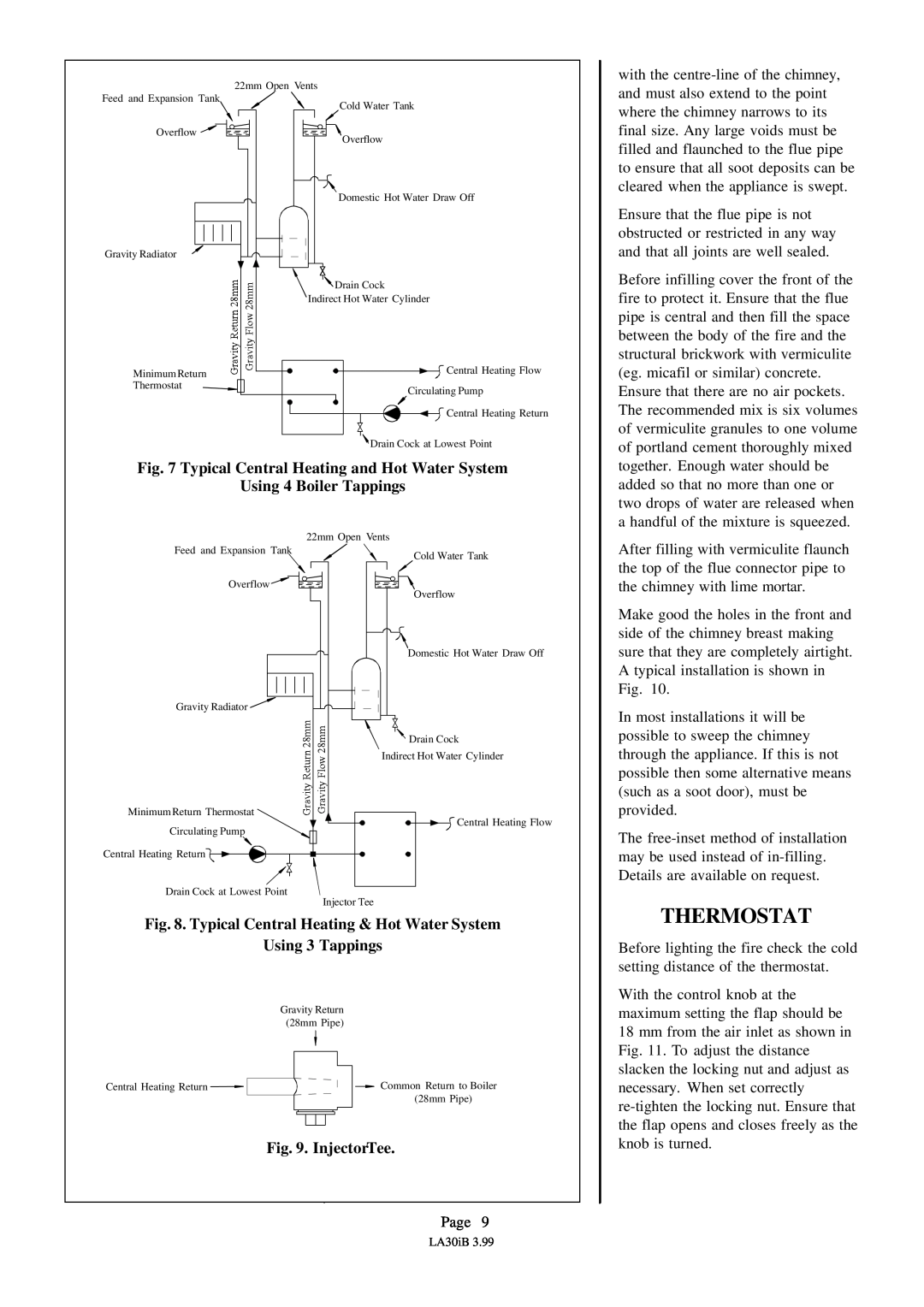 Charnwood LA30iB installation instructions Thermostat, InjectorTee 