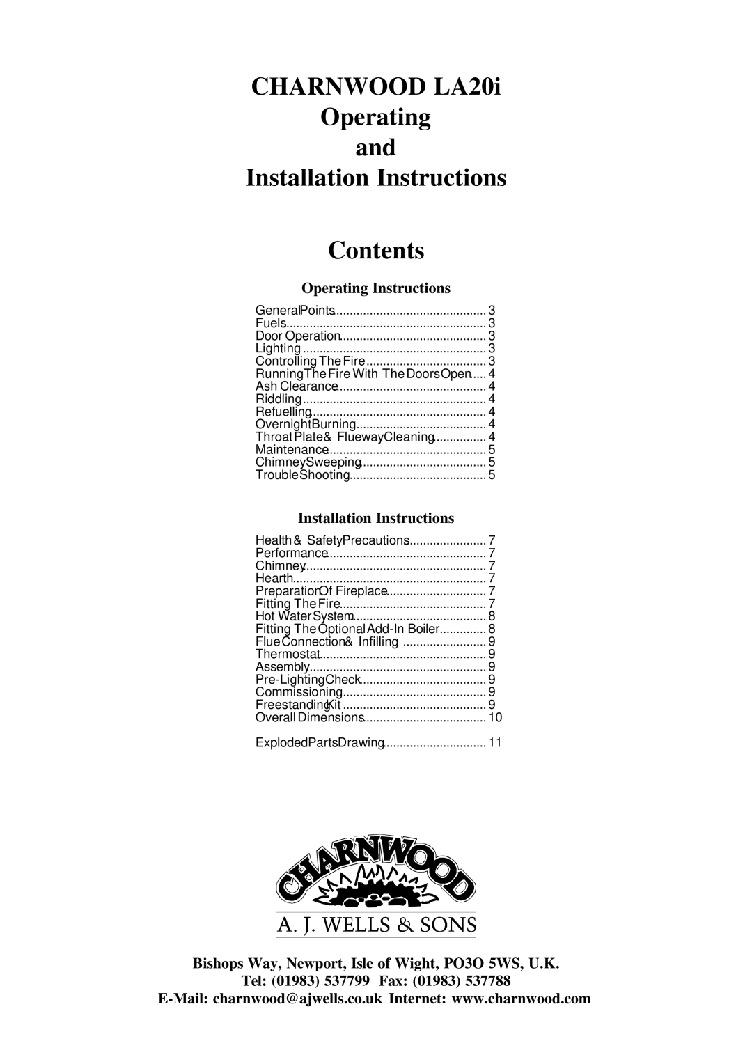 Charnwood Roomheater installation instructions Charnwood LA20i Operating Installation Instructions 