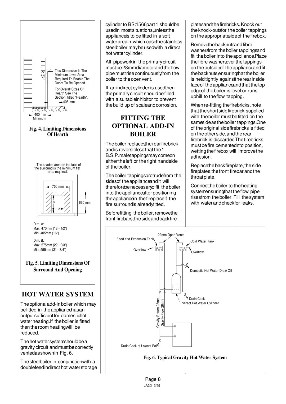 Charnwood Roomheater installation instructions Fitting Optional ADD-IN Boiler, HOT Water System 