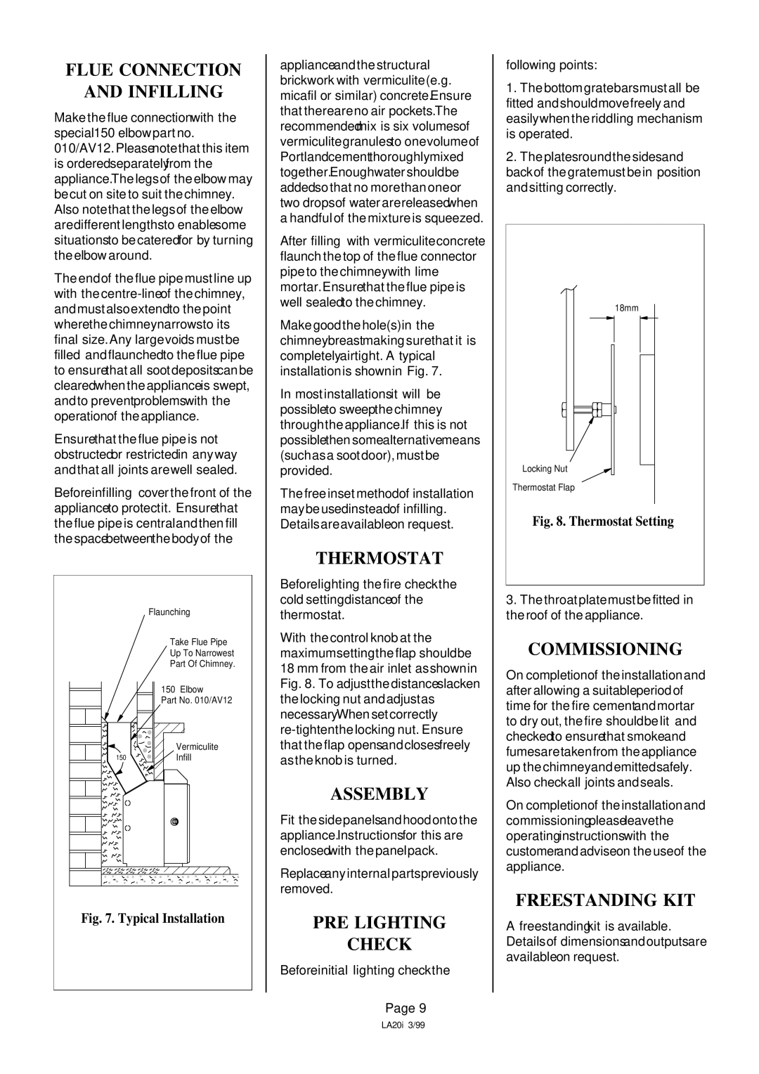 Charnwood Roomheater Flue Connection Infilling, Thermostat, Assembly, PRE Lighting Check, Commissioning, Freestanding KIT 