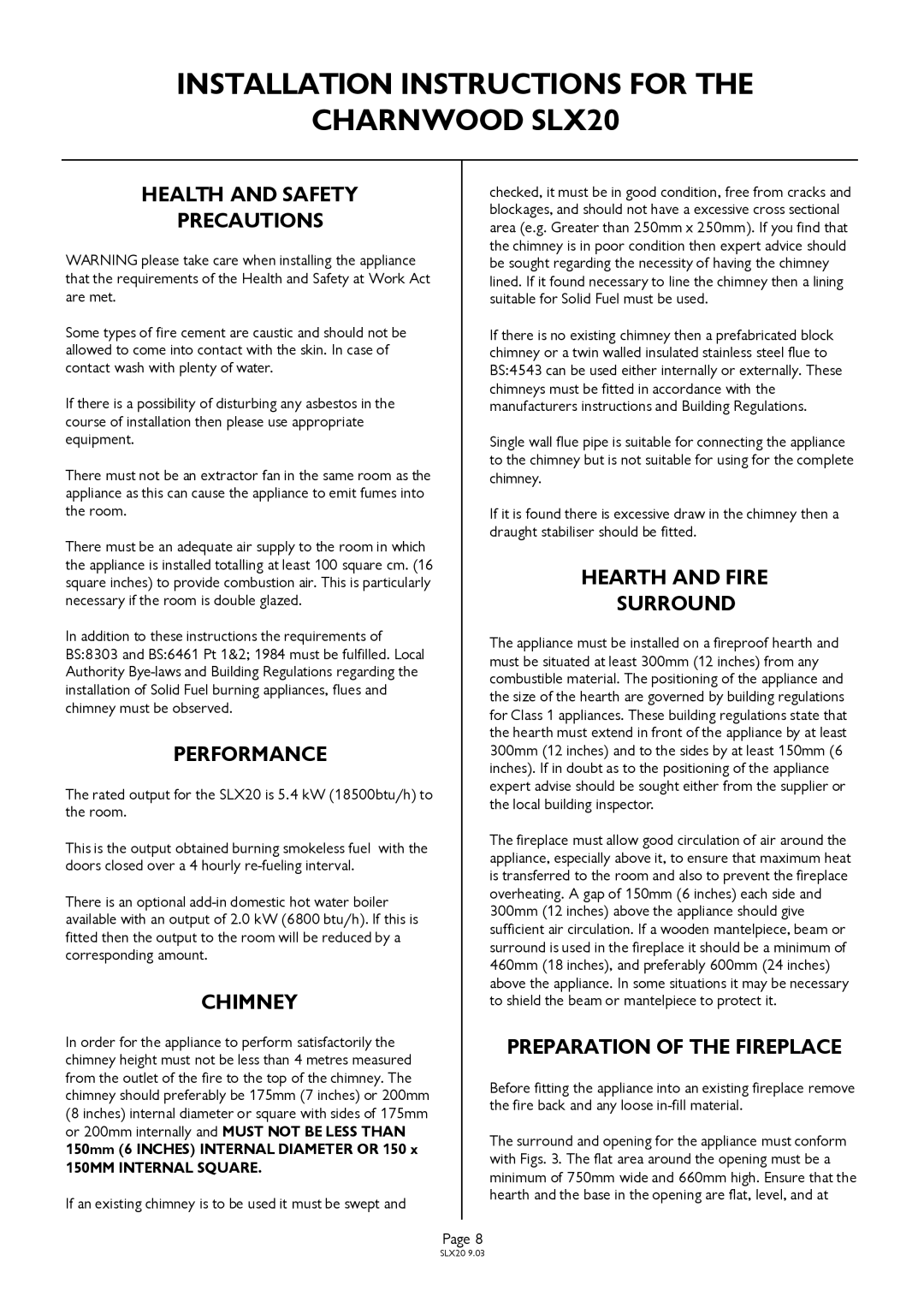 Charnwood installation instructions Installation Instructions for Charnwood SLX20 