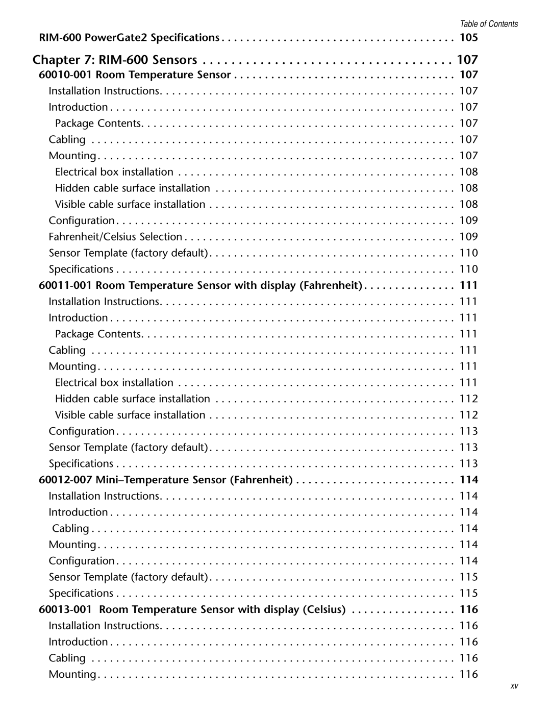 Chatsworth Products user manual RIM-600 Sensors 