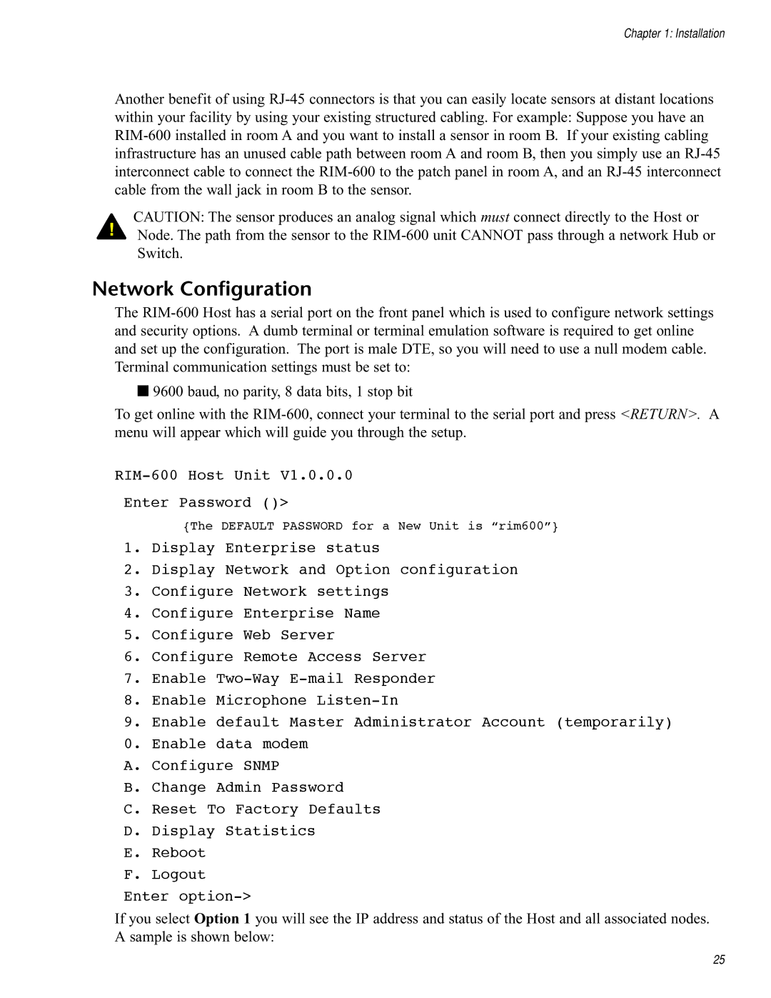 Chatsworth Products RIM-600 user manual Network Configuration 