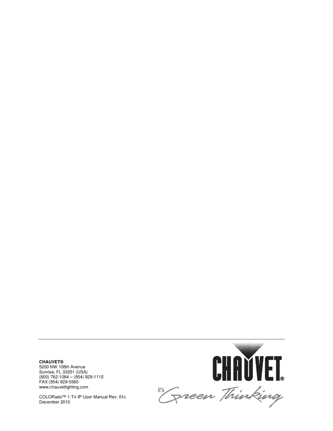 Chauvet 1-TRI IP user manual Chauvet 