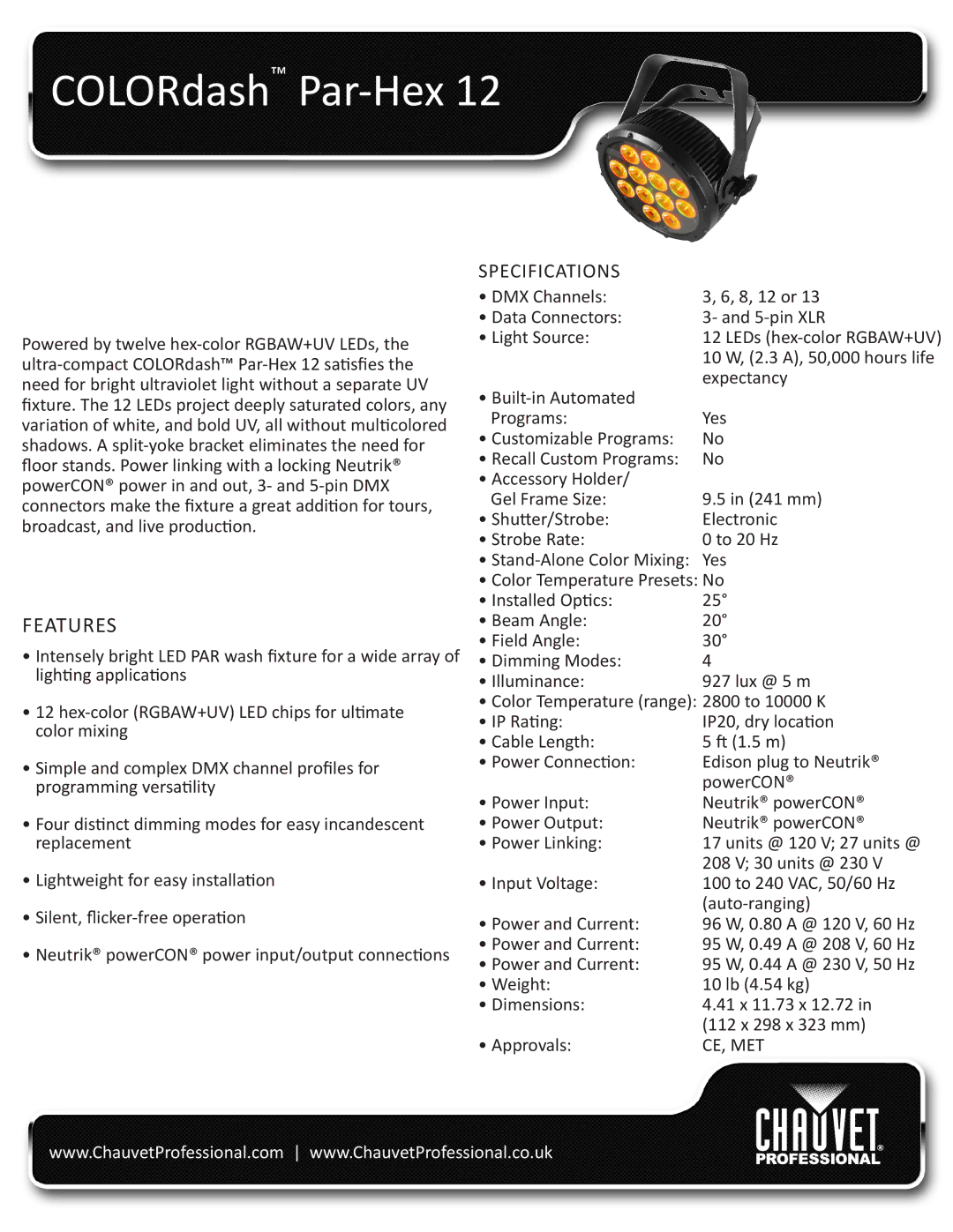 Chauvet 18, 37.5, 12 user manual Series 