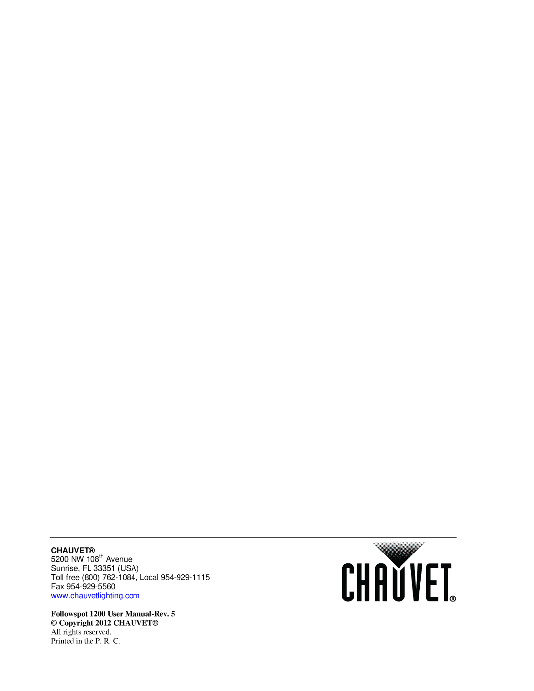 Chauvet 1200 user manual Chauvet 